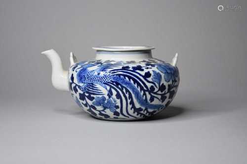 A Chinese blue and white teapot, Qing Dynasty