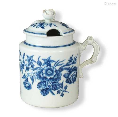 Worcester 'Three Flowers and Butterfly' mustard pot, circa 1...
