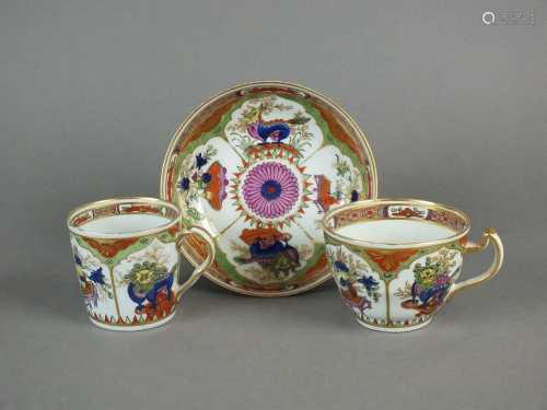 Chamberlain's Worcester 'Dragons in Compartments' trio