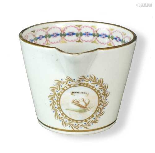 A Caughley polychrome cream jug circa 1792-94 of tapered buc...