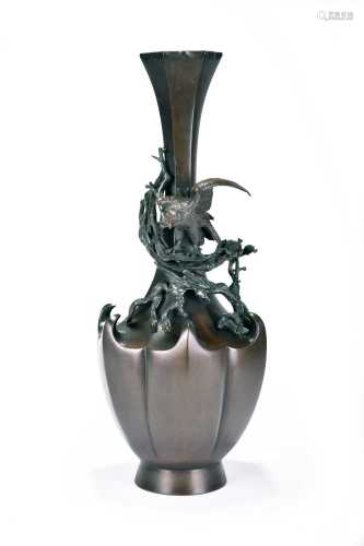 A Japanese bronze vase, Meiji period