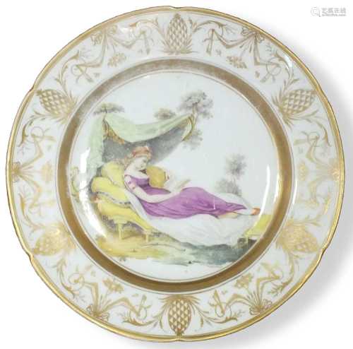 A Coalport porcelain plate circa 1805-10 of lobed, circular ...