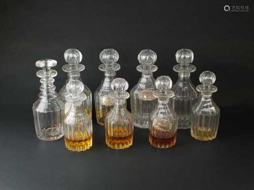 Nine early 19th-century glass decanters