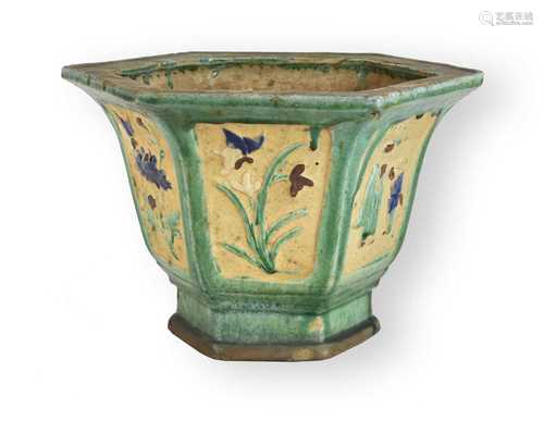 A Chinese sancai style jardiniere, Qing Dynasty