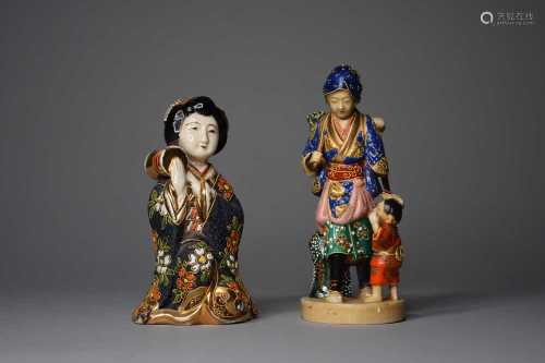Two Japanese Satsuma style figures of maiden