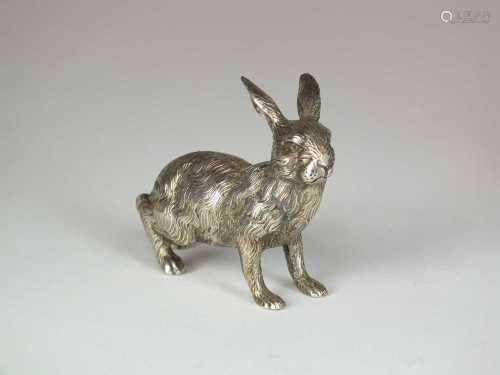 A German white metal model of a hare