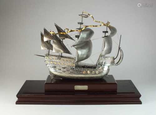 A large silver model of Henry VIII's flagship the Mary Rose