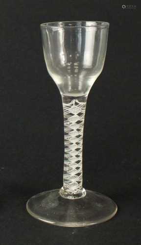 18th-century opaque twist cotton twist cordial glass