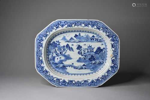 Two Chinese blue and white platters