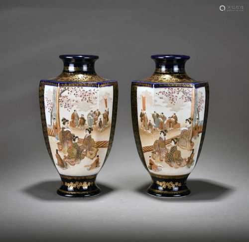 A pair of Japanese Satsuma vases by Kozan