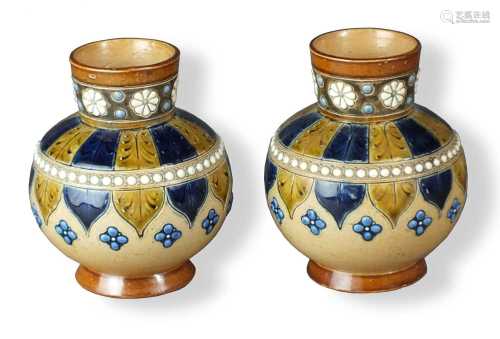 A pair of James Stiff & Sons Lambeth stoneware vases