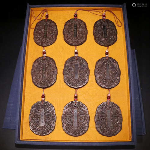 SET OF CHENXIANG WOOD DRAGON PATTERN TABLET