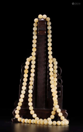 HETIAN JADE BEADS STRING NECKLACE