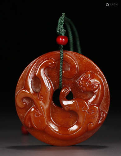 HETIAN JADE DRAGON PATTERN BI