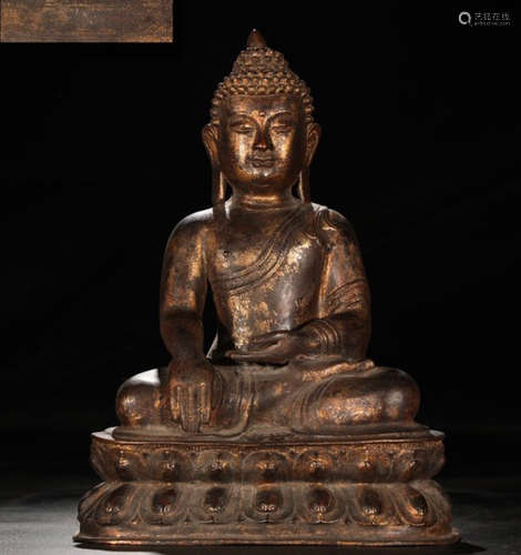 GILT BRONZE SAKYAMUNI BUDDHA SEATED STATUE