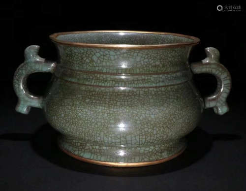 JUN WARE DOUBLE EAR CENSER