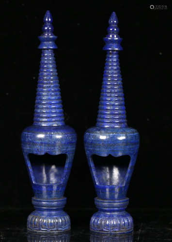 PAIR OF LAZULI PAGODA