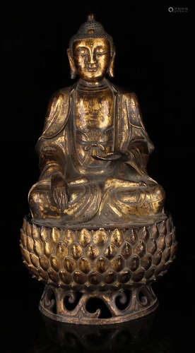 GILT BRONZE SAKYAMUNI BUDDHA STATUE