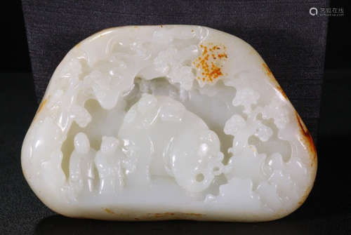 XINJIANG HETIAN JADE CHILD ELEPHANT PATTERN PENDANT