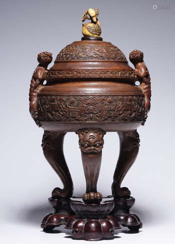 BAMBOO CARVED DRAGON PATTERN CENSER