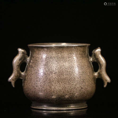 CHINESE QING DYNASTY STERLING SILVER INCENSE BURNER