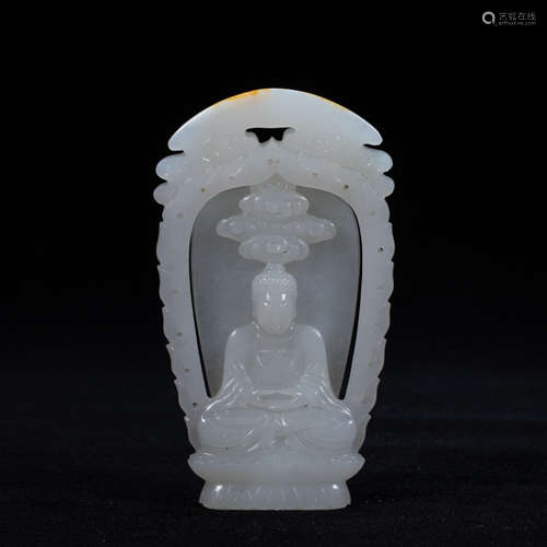 CHINESE QING DYNASTY JADE BUDDHA STATUE