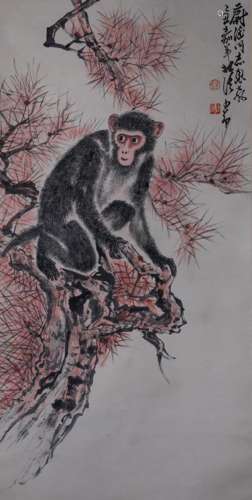 CHINESE PAINTING AND CALLIGRAPHY, MONKEY