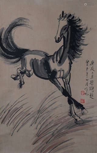 CHINESE PAINTING AND CALLIGRAPHY, INSCRIPTION BY XU BEIHONG