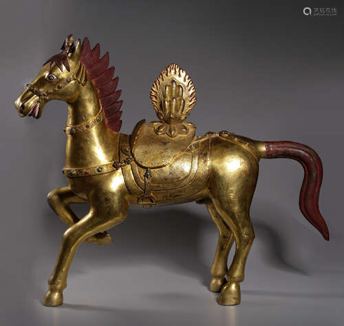 CHINESE GILT BRONZE HORSE