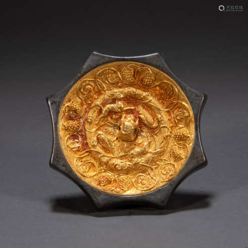 CHINESE TANG DYNASTY GILDED BRONZE MIRROR