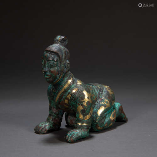 CHINESE FIGURE INLIAID WITH GOLD, HAN DYNASTY