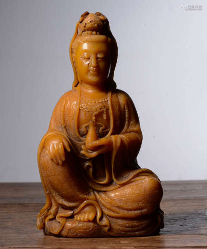 CHINESE TIANHUANG STONE BUDDHA STATUE, QING DYNASTY