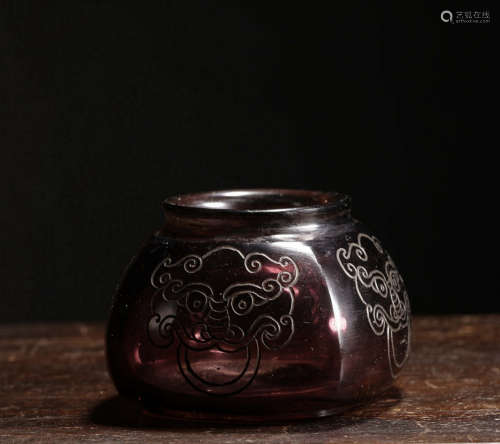 CHINESE COLORED GLASS JAR, QING DYNASTY