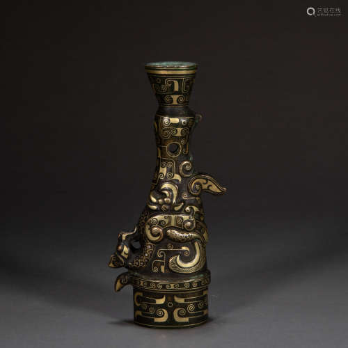 CHINESE CARRIAGE ORNAMENT INLAID WITH GOLD, HAN DYNASTY