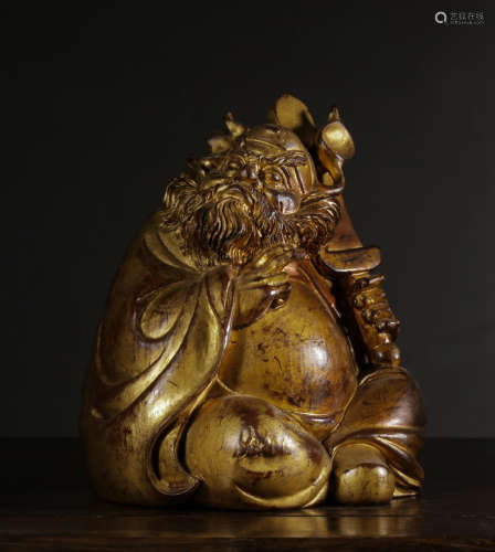 CHINESE BAMBOO CARVINGS ARHAT DEPICTING GOLD, QING DYNASTY