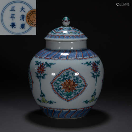 CHINESE QING DYNASTY COLORFUL LID JAR