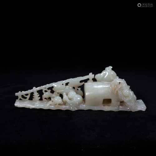 CHINESE WHITE JADE BOAT, QING DYNASTY