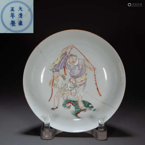CHINESE QING DYNASTY COLORFUL PLATE (DAMAGED)