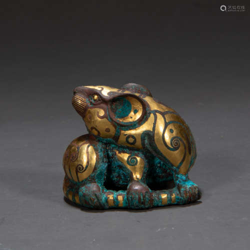 CHINESE RAT INLAID WITH GOLD, HAN DYNASTY