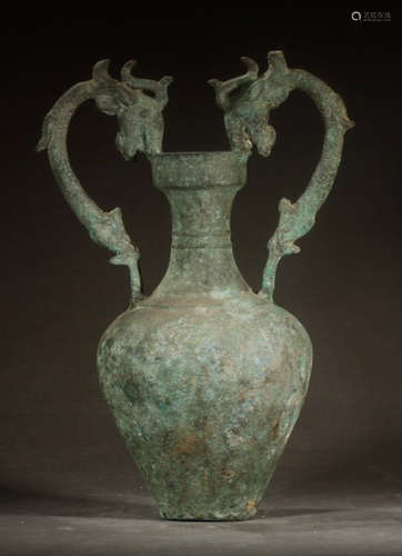 BRONZE DOUBLE DRAGON VASE