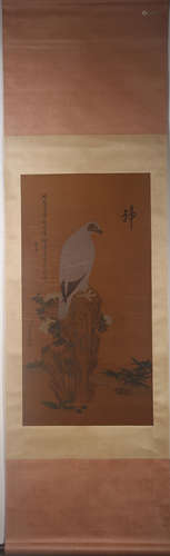 LANG SHINING EAGLE PAINTING HANGING SCROLL