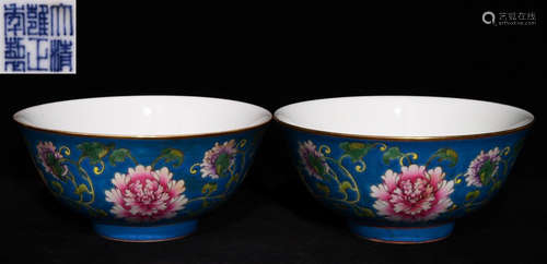 YONGZHENG MARK FAMILLE ROSE GLAZE FLORAL PATTERN BOWL