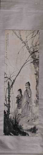 FU BAOSHI FIGURE PATTERN PAINTING HANGING SCROLL