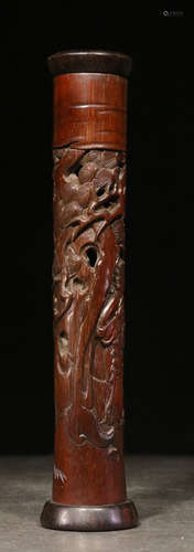 BAMBOO CARVED LANDSCAPE PATTERN INCENSE HOLDER