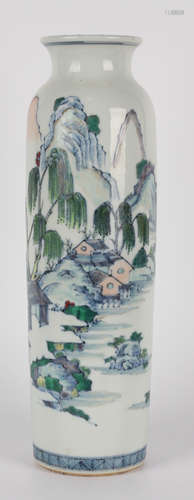 BLUE&WHITE DOUCAI GLAZE LANDSCAPE PATTERN VASE