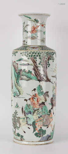 GUCAI GLAZE FIGURE STORY PATTERN VASE