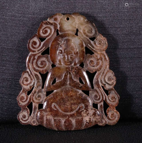 ANTIQUE JADE GUANYIN PATTERN TABLET