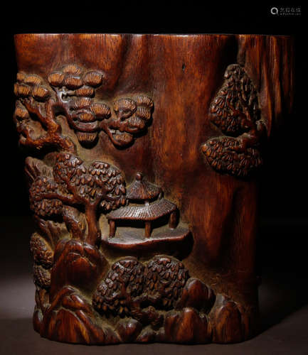 CHENXIANG WOOD CARVED BRUSH POT