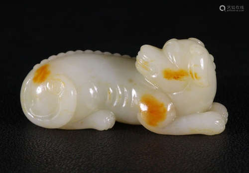 HETIAN JADE CARVED DOG PENDANT