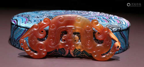 AGATE CARVED DRAGON PATTERN PENDANT